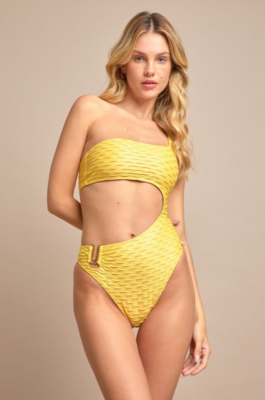 One Pieces Sabz Swimwear | Idalia One Piece Trikini Yellow