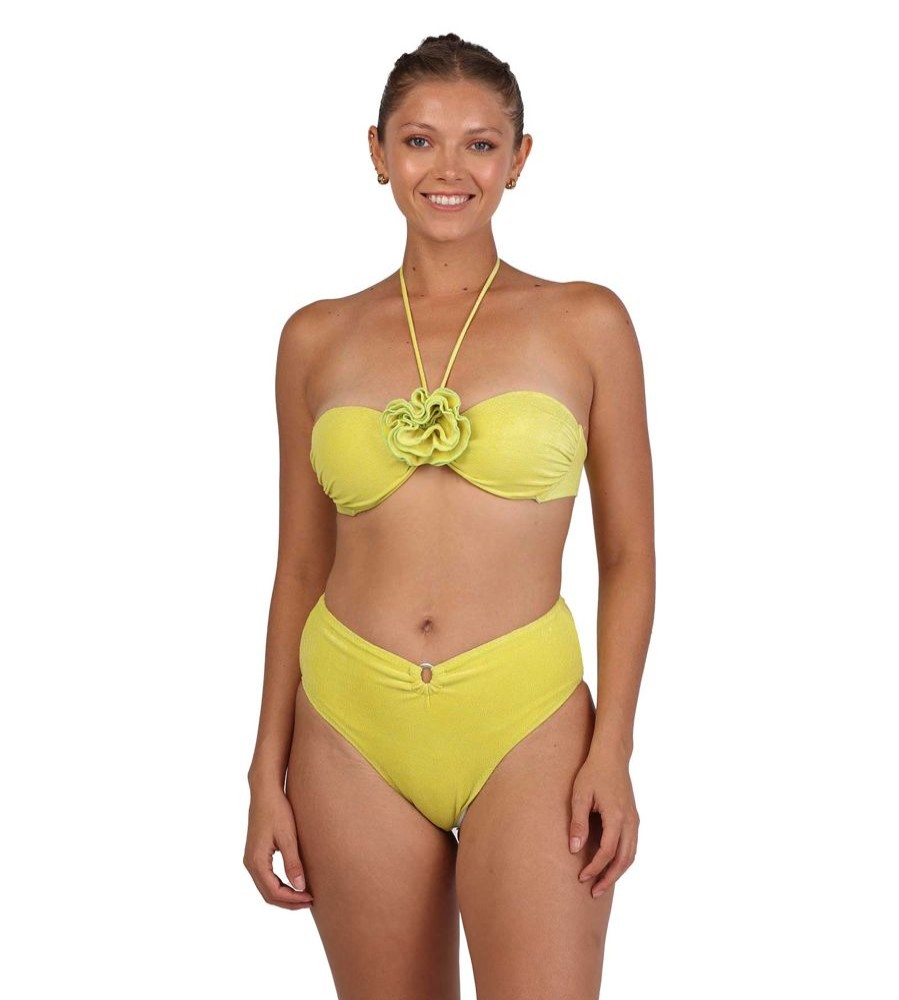 Bikinis Alcatraz Swimwear Ruched | Fiorella High Waist Bikini Bottom Yellow