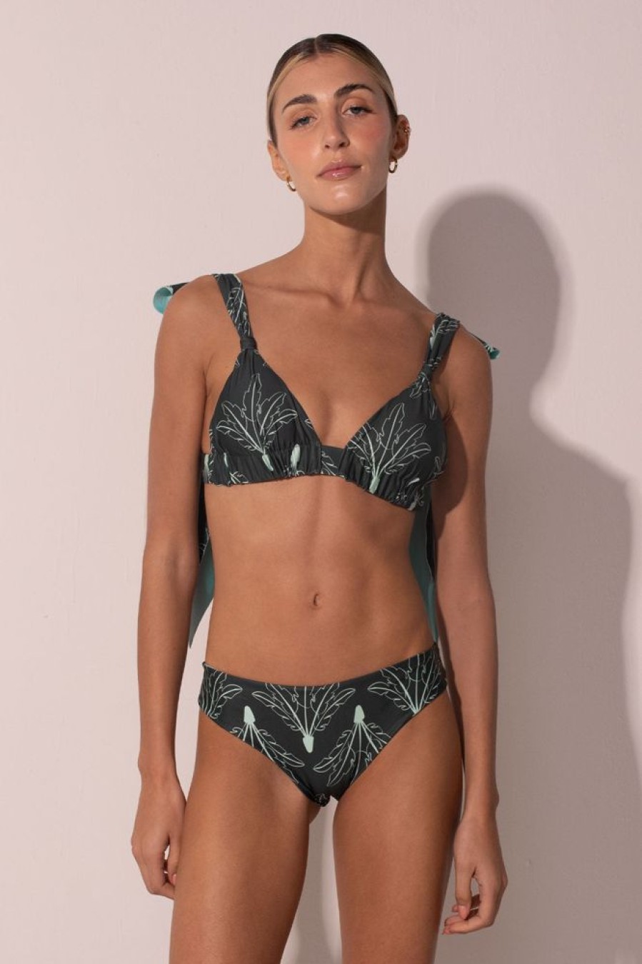 Bikinis Ancora Triangle | The Palmer Maxi Bow Bikini Top Green