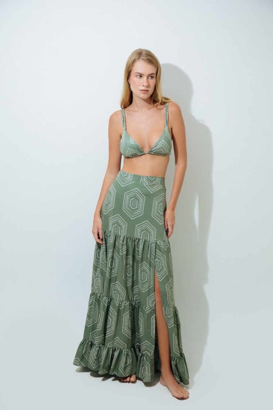 Cover-Ups Mar de Lua | Lua 663 Val Jade Long Skirt Green