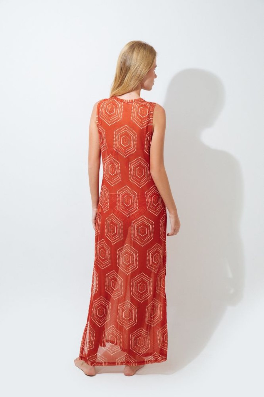 Cover-Ups Mar de Lua | Lua 672 Agata Terra Dress Orange