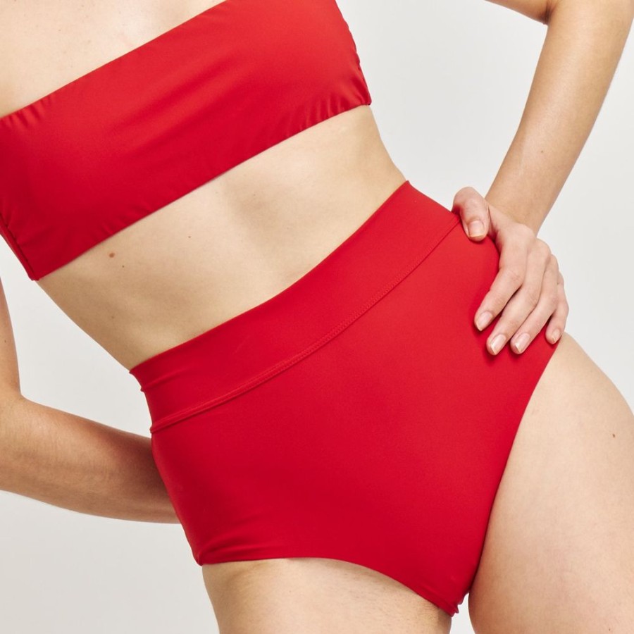 Bikinis Agua Clara High Waisted | Classic High Rise Bikini Bottom Red