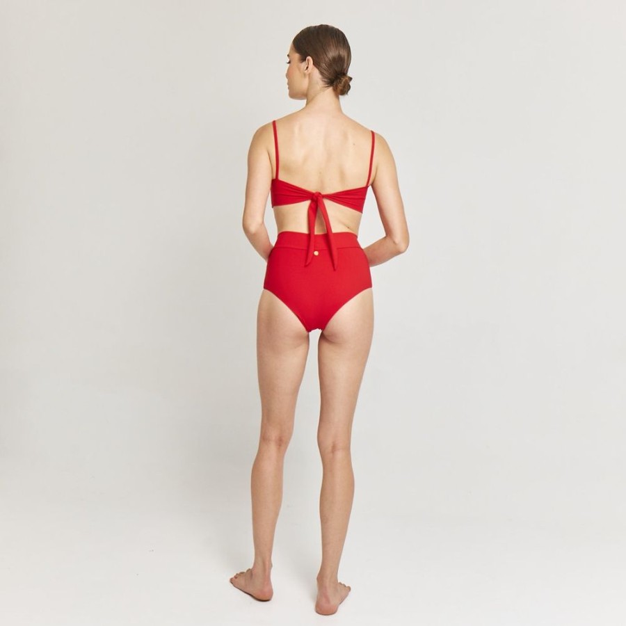 Bikinis Agua Clara High Waisted | Classic High Rise Bikini Bottom Red