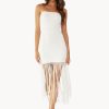 Cover-Ups PQ Swim | Vanessa Strapless Fringe Dress White