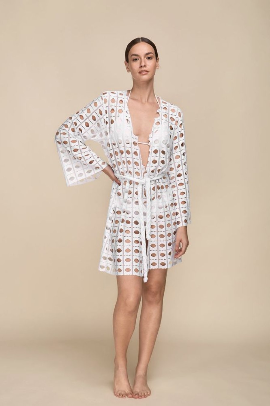 Cover-Ups Agua Clara | Paradiso Bianco Short Kimono White