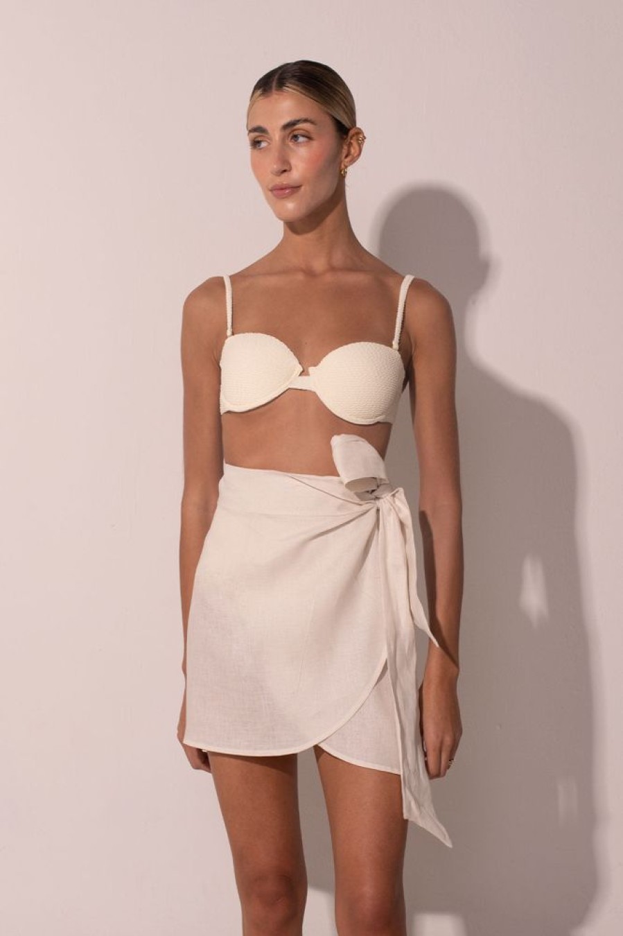 Cover-Ups Ancora | The Maxi Bow Wrapped Mini Skirt Ivory