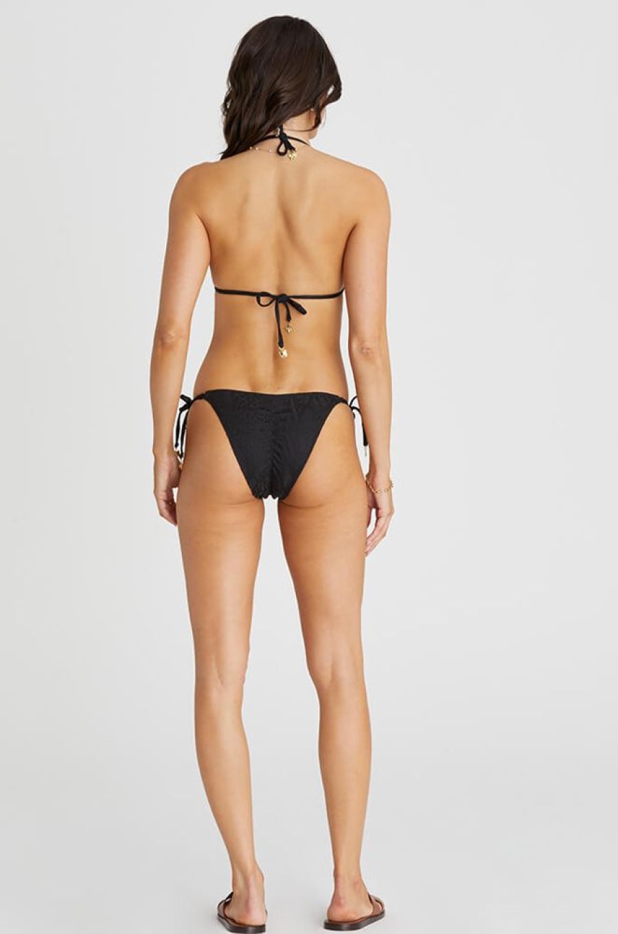 Bikinis Aqua Blu Ruched | Felicity Tie Side Pant Bikini Bottom Black