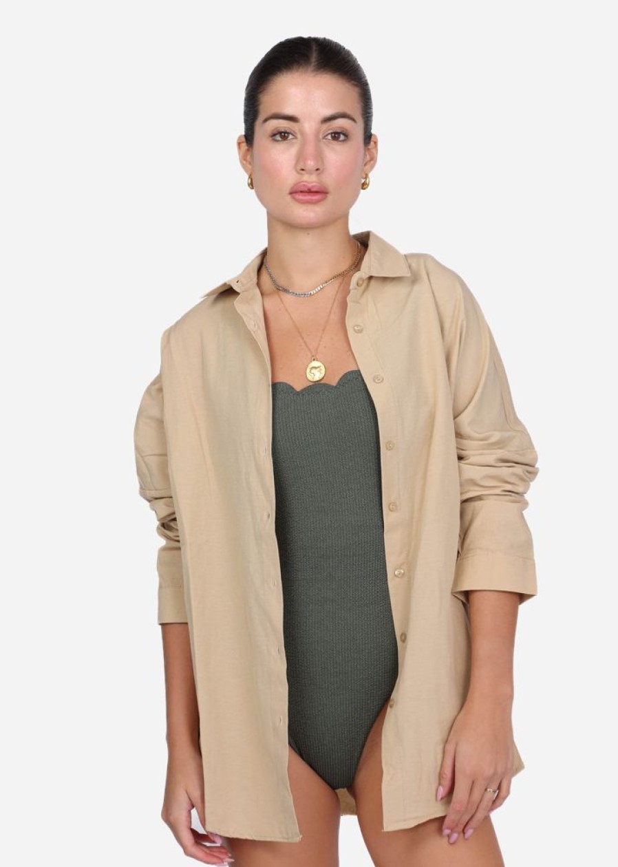 Cover-Ups Cristalina Collection | Tiffany Over Sized Button Down Shirt