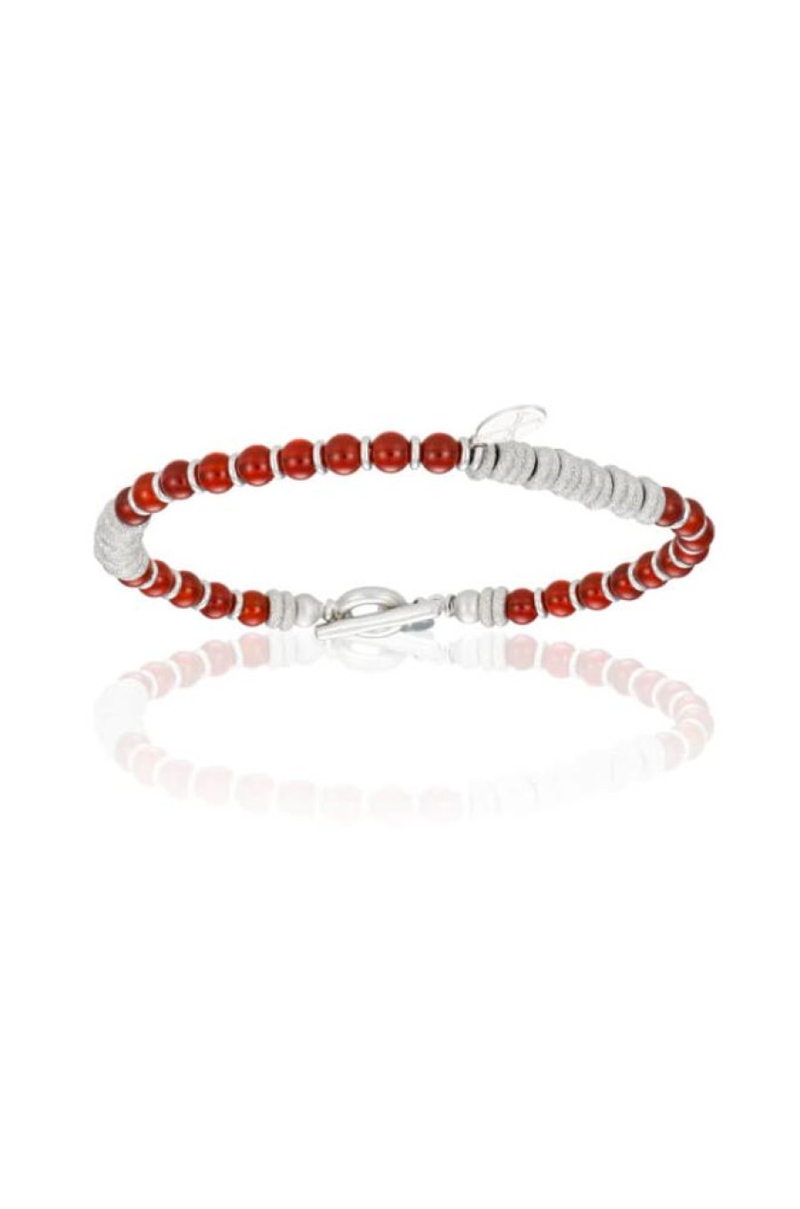 Accessories Double Bone Bracelets | Agate Beaded With White Gold