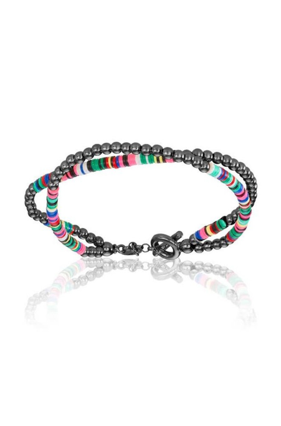 Accessories Double Bone Bracelets | Double African Beaded Black Pvd