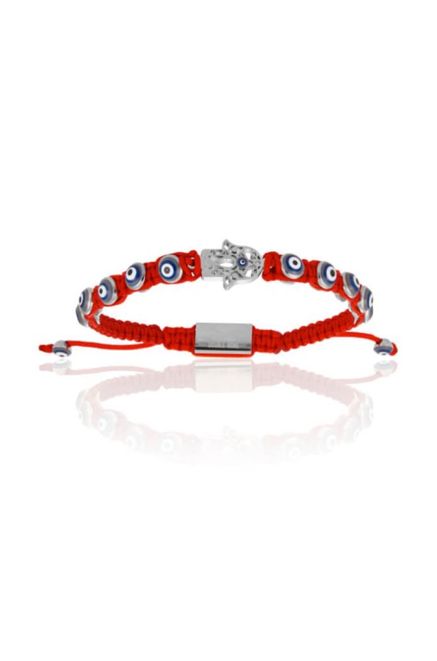 Accessories Double Bone Bracelets | Red Nylon Silver Hamsa Hand S/M