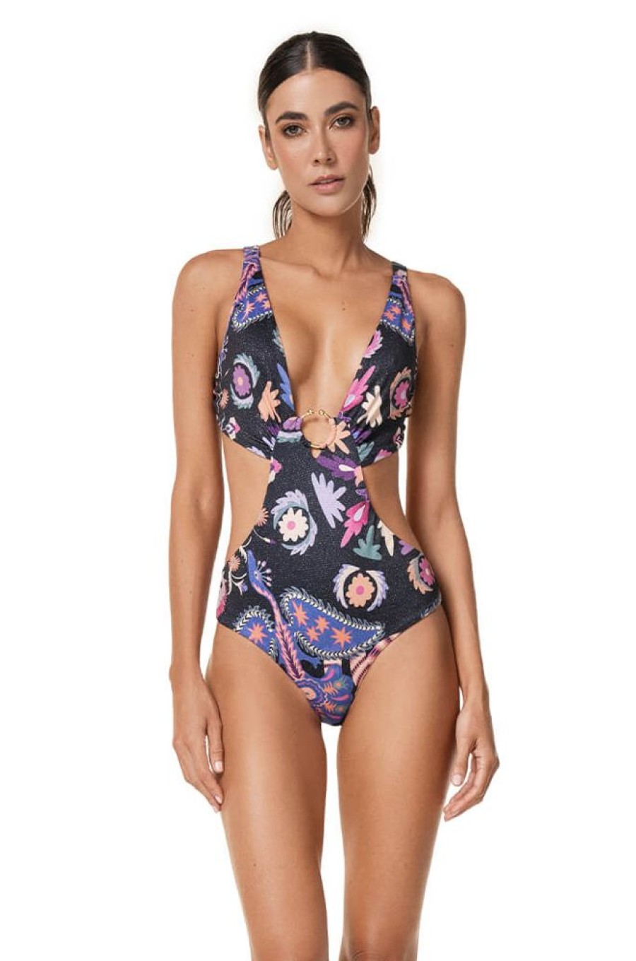 One Pieces Ola Azul Swimwear | Isabella Alebrije One Piece Swimsuit Black