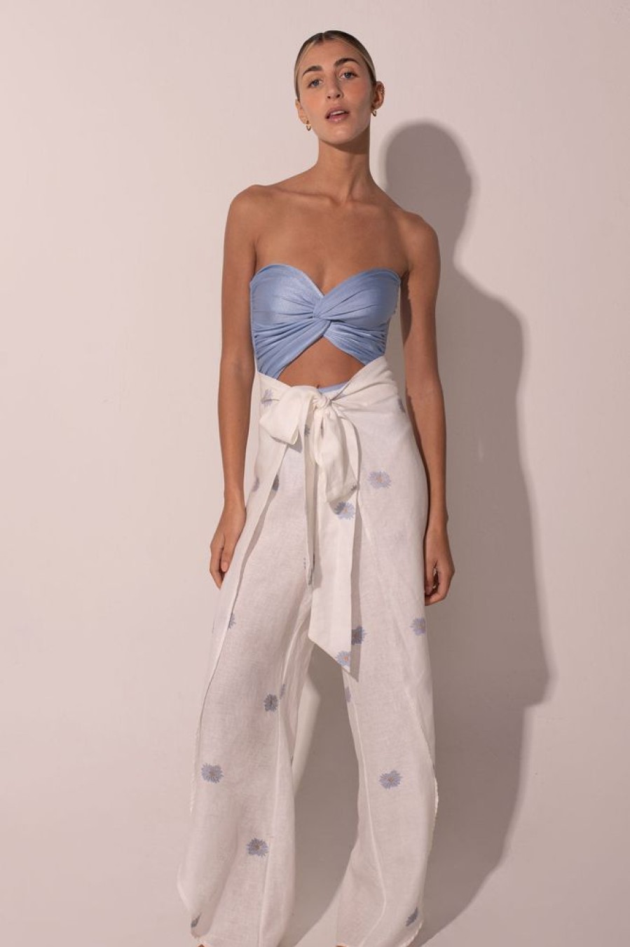 Cover-Ups Ancora | Daisy Blues Maxi Pants White