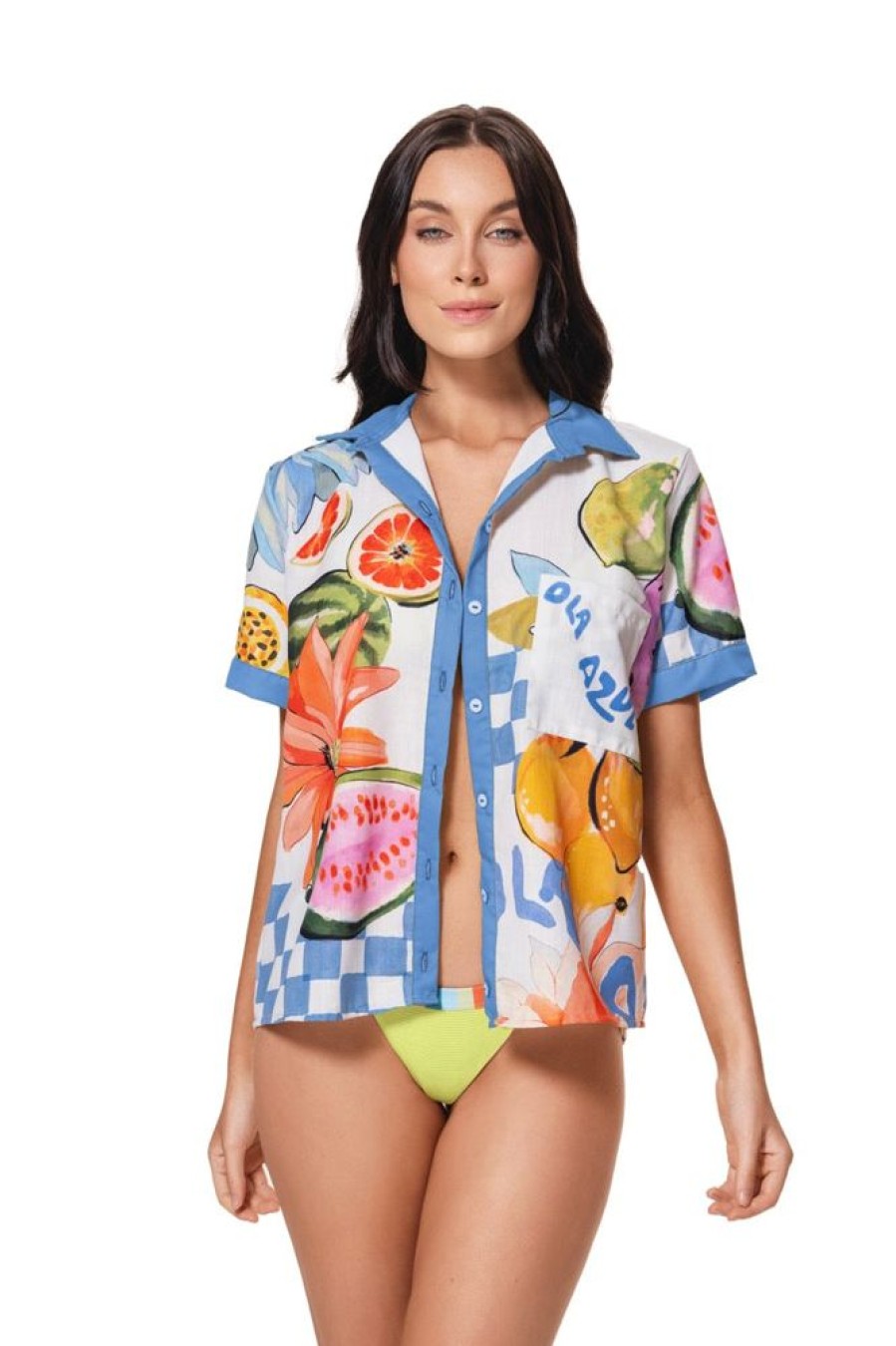 Cover-Ups Ola Azul Swimwear | Noah Cay Shirt Blue