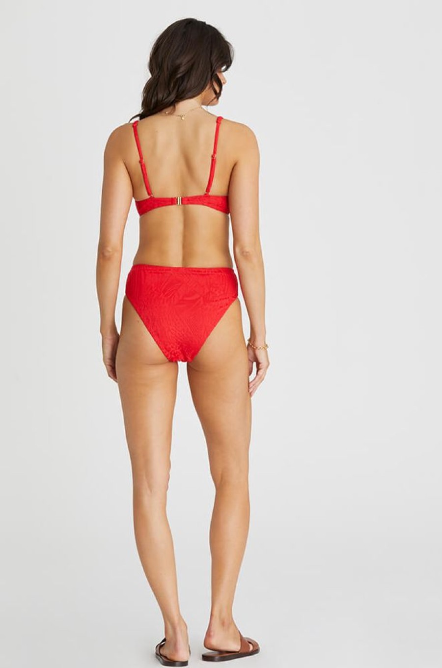 Bikinis Aqua Blu High Waisted | Penelope High Waist Pant Bikini Bottom Red