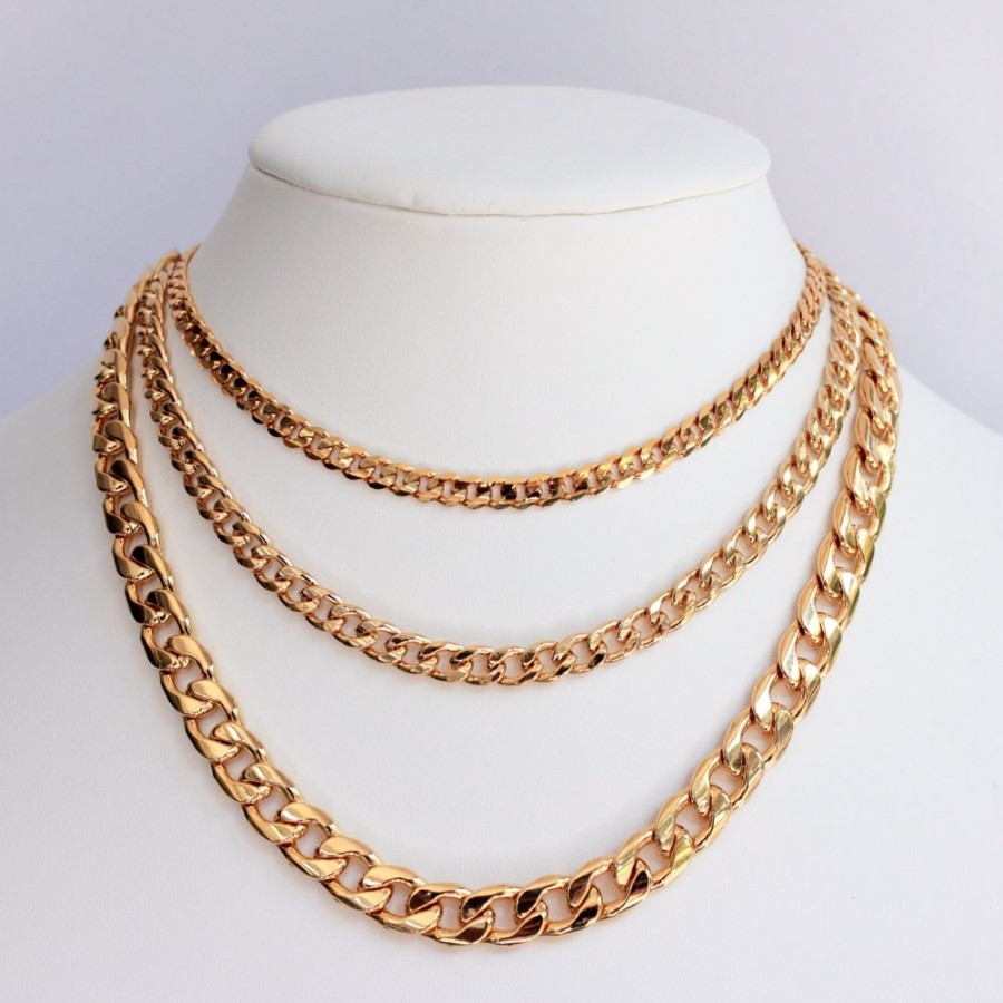 Accessories Cara o Sello Necklaces | Flat Chunky Chain 16" Necklace Gold