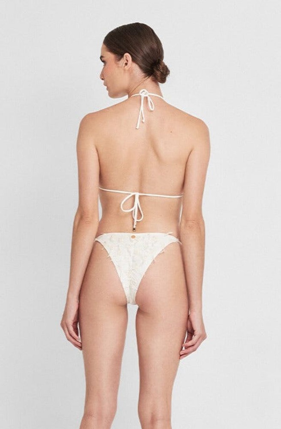 Bikinis Agua Clara Ruched | Chantilly String Bikini Bottom White