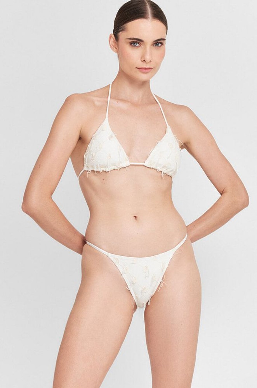 Bikinis Agua Clara Ruched | Chantilly String Bikini Bottom White