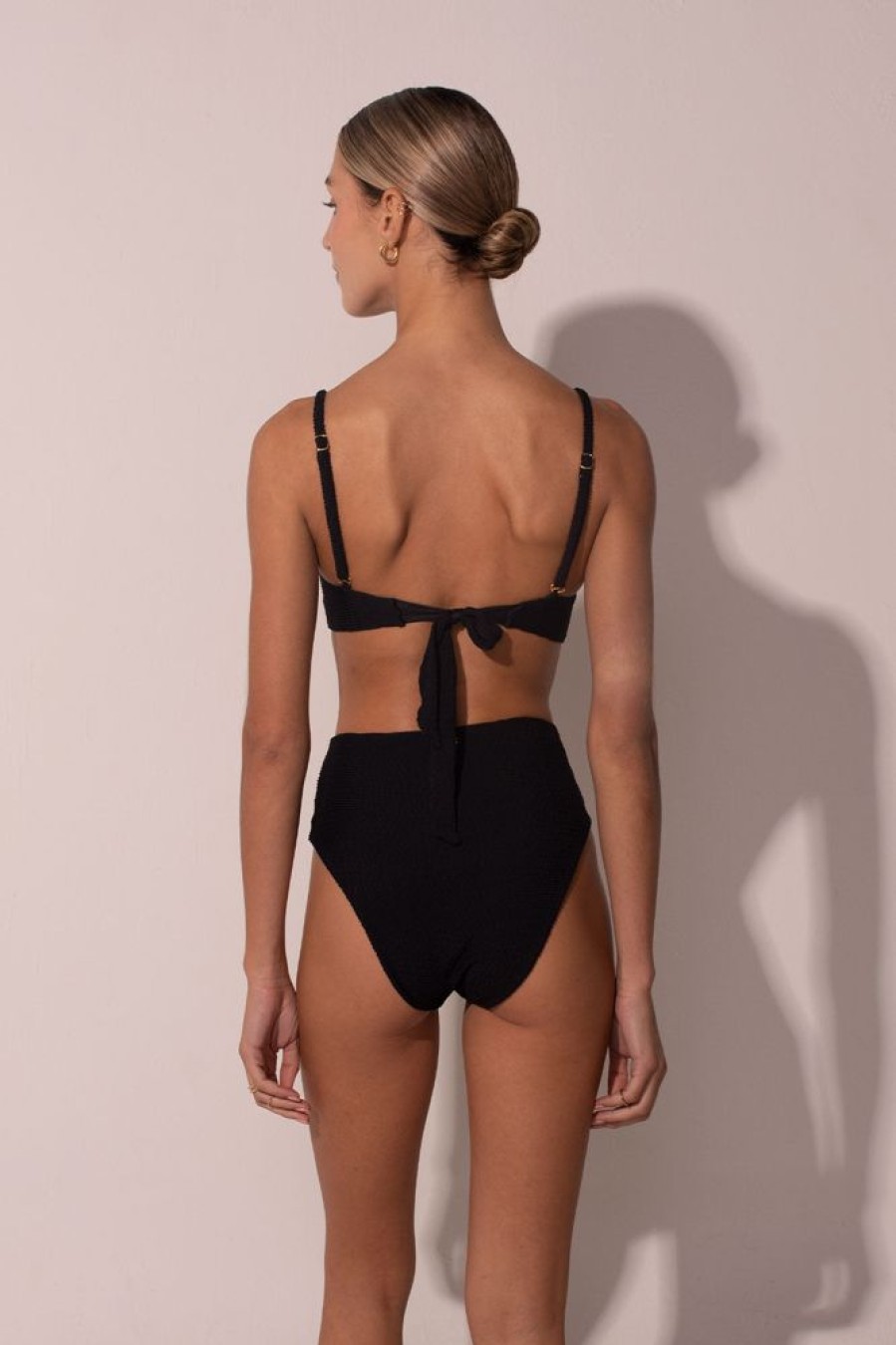 Bikinis Ancora High Waisted | The Balconette Scrunchie High Waisted Bikini Bottom Black