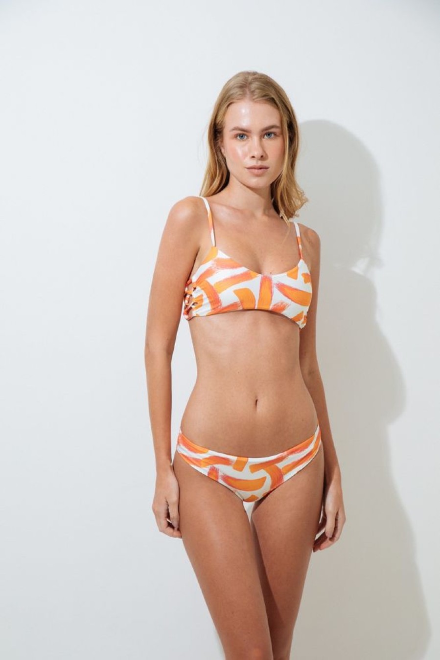 Bikinis Mar de Lua Medium | Mdl 623 Bikini Bottom White Orange Stripe