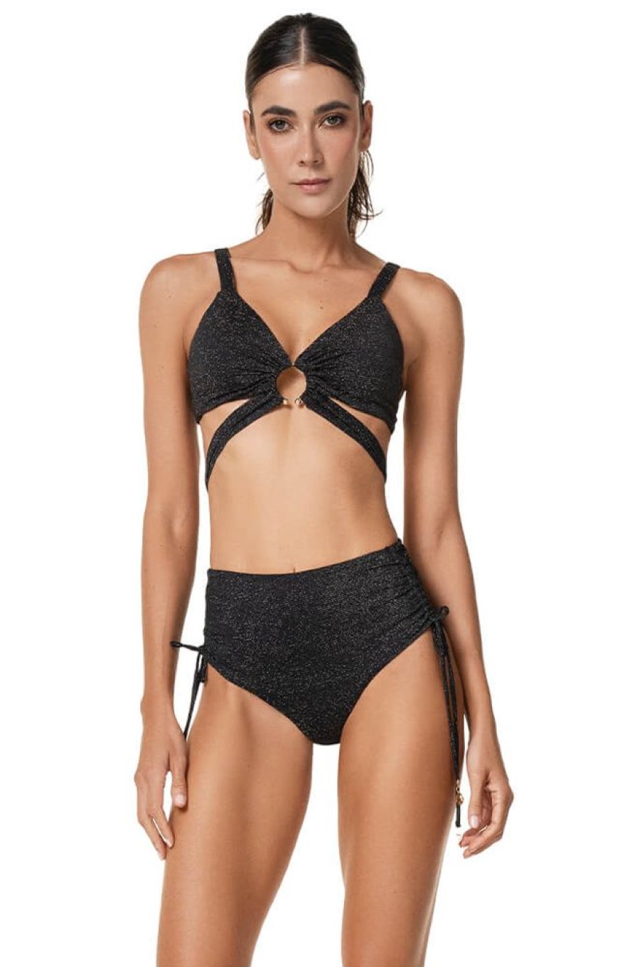 Bikinis Ola Azul Swimwear High Waisted | Nora Onyx Bottom Black