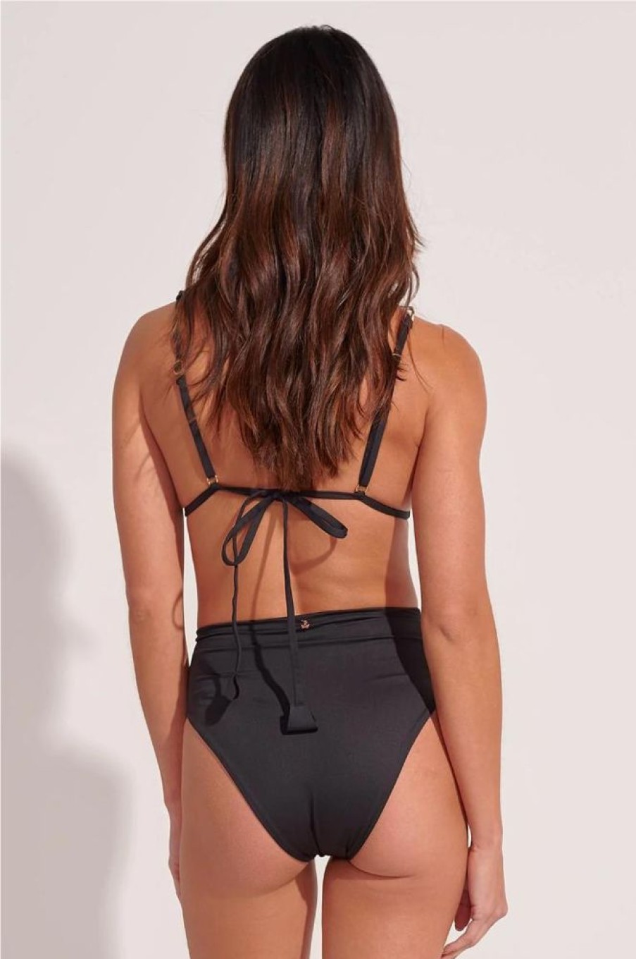 Bikinis Ancora High Waisted | The Deco Braided High Waist Bikini Bottom Black