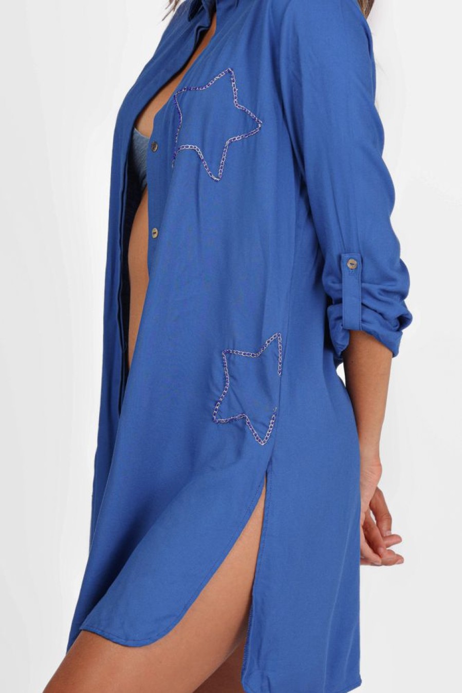 Cover-Ups Sea Salt | Marea Shirt Royal Blue