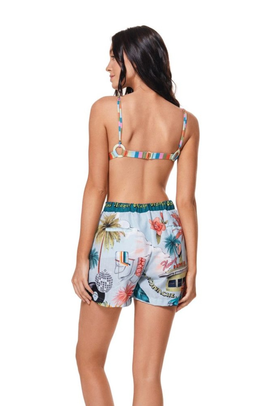 Cover-Ups Ola Azul Swimwear | Flora Club Shorts Blue