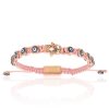 Accessories Double Bone Bracelets | Pink Nylon Hamsa Bracelet Rose Gold