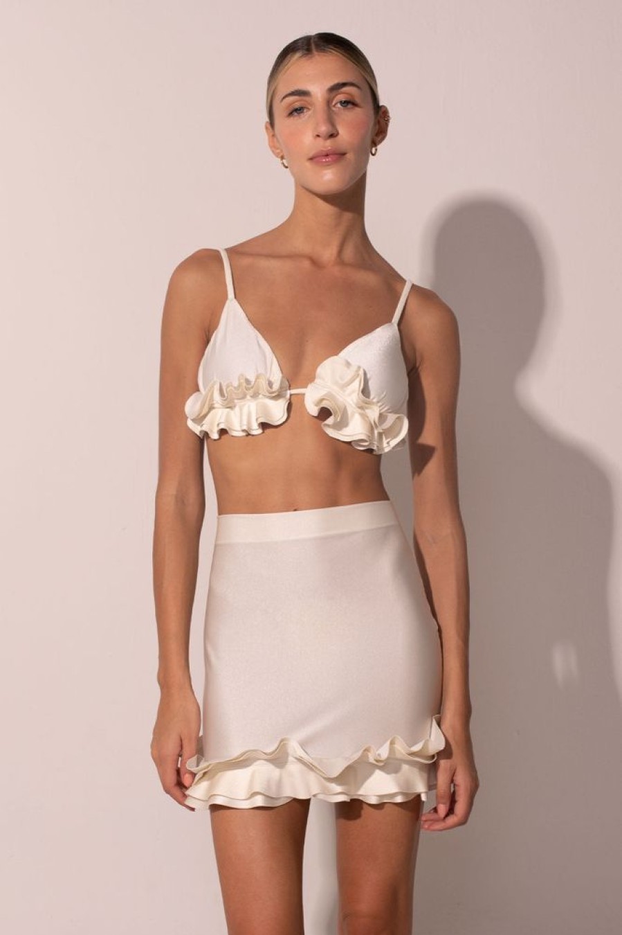 Cover-Ups Ancora | Le Petit Ruffle Mini Skirt Ivory