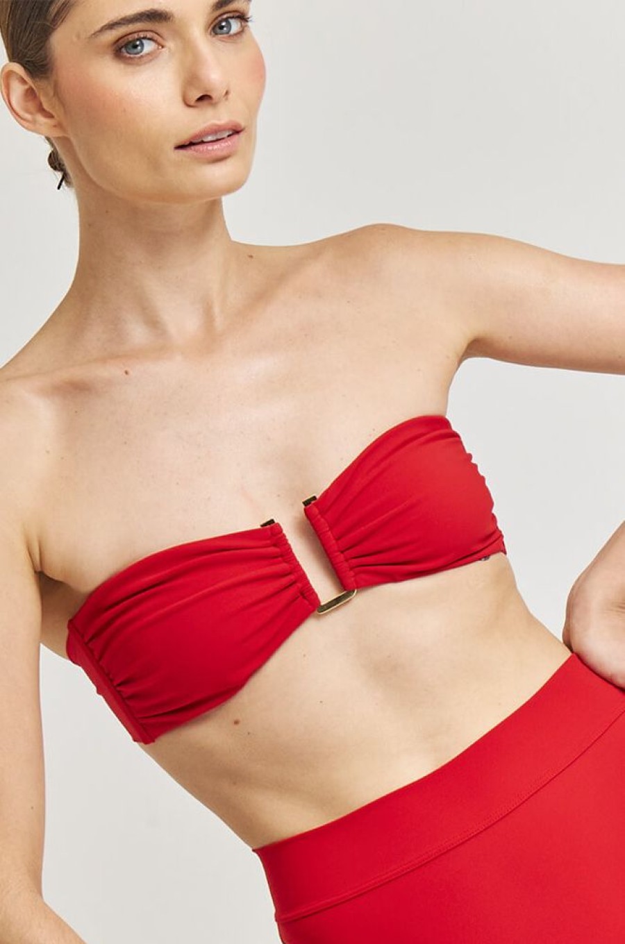 Bikinis Agua Clara Great For Small Boobs | Classic Bandeau Bikini Top Red