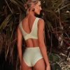 Bikinis Gapaz Beachwear High Waisted | Hamptons High Waist Bikini Bottom Green Checked