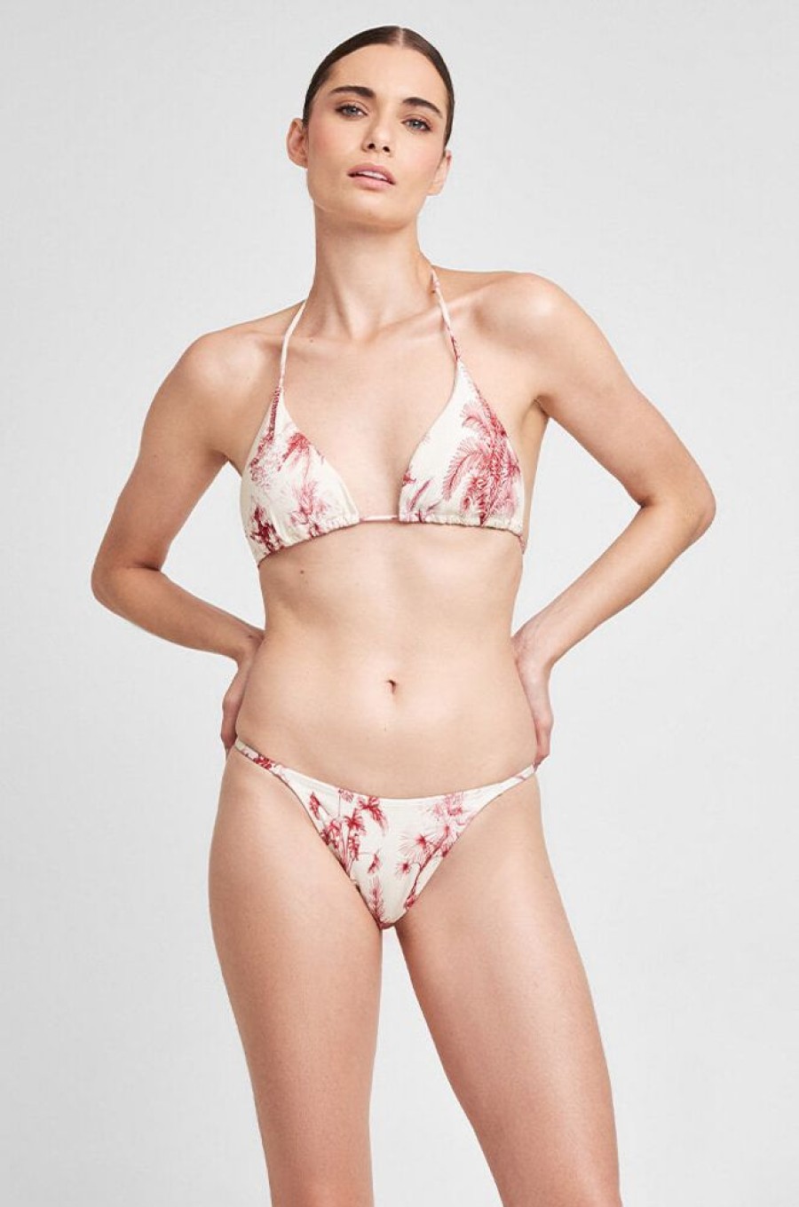 Bikinis Agua Clara Ruched | Provence String Bikini Bottom Red/White